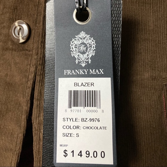 Franky Max Men’s Casual Blazer/Jacket 💯% Cotton Embroidery Rhinestones Size S - Picture 4 of 5